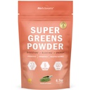 BioSchwartz Greens Powder Super Greens mit Probiotika, Präbiotika, Verdauungsenzyme & 43 Green Superfoods - Chlorophyll, Bilberry, Chlorella, Spirulina - Geschmacksrichtungen Erstaunlich - 30 Portionen