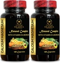 Calcium-Magnesium-Komplex - Calcium-Ergänzung, Mangan-Zitrat, Mineralien für Knochenunterstützung, Phosphor-Level, Immunitätsunterstützung, Muskel-Gesunde Ergänzung mit Vitamin D - 2 Flaschen 240 Kapseln