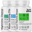 Jugend & Tonic Sculpt Shred Cleanse Detox 3X Gewichtsverlust Pillen: Appetit Suppressant, Fat Burner, Energy Booster & Nachtreiniger für Diät – 120 Pillen