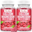 Calcium Magnesium Zink-Gummien mit Kalium-Vitamin C, B6, D3, K2 - Calcium für Damen und Herren - Calcium Magnesium Zink Multi-Vitamin-Ergänzung für Knochen, Muskeln, Zähne, Kalm, Stimmung - 2 Pack - 60 Cts