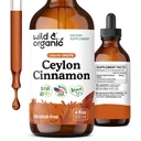 Wild & Organic Ceylon Cinnamon Tincture 500 mg - Liquid Cinnamon Supplements for Overall Support - Cinnamomum Verum Bark Extract - Vegan, Zucker & Alkoholfrei, Non-GMO - 4 fl oz