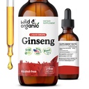 Wild & Organic Korean Red Ginseng Extract Drops - Panax Ginseng Supplement für Immununterstützung - Flüssige Wurzel-Tinktur für Gesamt-Well-Being - Vegan, Zucker & Alkoholfrei - 2 fl oz