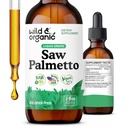 Wild & Organic Saw Palmetto Extract Drops - Urinary Support - Saw Palmetto für Herren & Frauen - Liquid Serenoa Repens Berries Supplement - Vegan, Zucker & Alkoholfrei - 2 fl oz