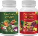 Frucht- und Vegi Kapseln 100% Natürliche Superfood Natürliche Energie Ebene für Männer und Frauen, Set von 2, 180 count-90 & Fruit 90 Veggies