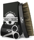 Bart Bürste für Herren &amp; Bart Comb Set w/Mustache Scissors Grooming Kit, natürliche Boar Bristle Brush, Dual Action Wood Comb, und Reisetasche groß für Weihnachtsgeschenk
