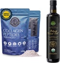 EAT WELL PREMIUM FOODS Collagen Peptide Powder Protein 45 Servierungen, 16oz & USDA Organisches Schwarzes Samenöl 8.4 FL oz Flaschen