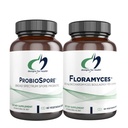 Designs für Gesundheit Saccharomyces Boulardii (60 Kapseln) + ProbioSpore Spore Based Probiotic (60 Kapseln) - 2 Gut Health Supplements - Regal-stabil, Säurebeständige Verdauungsprobiotik