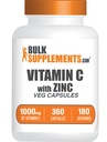 BulkSupplements.com Vitamin C mit Zinkkapseln - Vitamin C 1000mg & Zink 15mg, für Immununterstützung - Vegan, 2 Kapseln pro Servierung, 360 Veg Count (Pack von 1)
