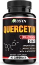 BEBEFEN Quercetin Kapseln - 7050mg Formel Pillen mit schwarzem Pfeffer Extrakt - 90 Kapseln Quercetin Pillen für Unterstützung Immun Gesundheit & Herz-Kreislauf Gesundheit - 3 Monate Versorgung