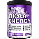 EVL BCAAs Aminosäuren Pulver - BCAA Energy Pre Workout Pulver für Muskel-Recovery Lean Wachstum und Ausdauer - Rehydrating Post Workout Recovery Drink mit natürlichem Koffein - Furious Grape