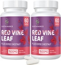 Rote Vine Blatt Extrakt 1400mg & Pferde Chestnut Extrakt 100mg Beilage für Leg, Vein, Zirkulation, Herz, Haut (60 Kapseln - 2 Flaschen)
