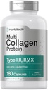 Horbäach Multi Collagen Protein 2000 mg | 180 Kapseln | Hydrolysierte Collagen Typ I, II, III, V, X | Keto & Paleo Friendly, Non-GMO, Glutenfreie Ergänzung