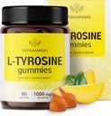 HERBAMAMA L-Tyrosine Gummies - 1000mg L-Tyrosine für Brain Clarity Support - Vegan, Non-GMO Energy and Focus Supplement - 90 Pectin-Based Mango-Flavored Chews