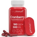 LongLifeNutri Cranberry Extrakt mit Vitamin C & E - Reine konzentrierte Formel, 500mg pro Portion, 180 vegetarische Kapseln, Urinary Tract Health & Bladder, 6 Monate Versorgung, Made in USA