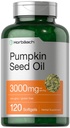 Horbäach Kürbis Seed Oil | 3000mg | 120 Softgel Kapseln | Kaltgepresste Nahrungsergänzung | Non-GMO und Gluten freie Formel