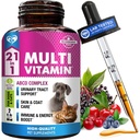 Cat & Dog Multivitamin Liquid mit Glucosamin & Cranberry | 15 in 1 Health Supplements für Urinary Tract Kidney, Bladder, Hip & Joint, Skin & Coat | Natural UTI Medicine Made in USA (60 ml)