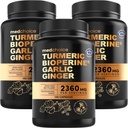 4-in-1-Turm- und Knoblauch-Ergänzungen mit BioPerine – 2360mg Turmeric Ginger Root Capsules mit Knoblauch – High Potency Herbal Blend (120 ct, Pack of 3)