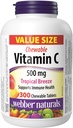 Webber Naturals Vitamin C, 300 Chewable Tropical Breeze Flavor Tabletten, 500 mg Vitamin C Pro Tablette, Knochen, Zähne, Immun- und Antioxidans-Unterstützung, Non GMO, Dairy & Gluten kostenlos