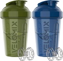 VELOMIX -2 Pack- 20 oz Protein Shaker Flaschen für Proteinmischungen - 2x Wire Whisk | Leak Proof Shaker Cups für Protein Shakes und Pre Workout | Protein Shaker Bottle Pack (Green/Blue)