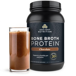 Ancient Nutrition Grass Fed, Cage Free, Knochen Broth Protein Powder, 20g Protein, Hydrolysed Collagen Peptides, Keto & Paleo Friendly, Unterstützt Gelenk, Gut Health, Schokolade, 40 Portionen