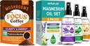 Venture Pal Pilz Kaffee &amp; Magnesium Öl Spray Bundle: 12 in 1 Kaffee mit Ashwagandha für Fokus &amp; Immunität + 3 Packungen reines Magnesium Spray für Entspannung, Schlaf & Muskel Relief - 40 Portionen