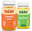 BeLive Bundle Magnesium und Turmeric Gummies für Entspannung, Schlaf, Inmununterstützung und Mobilitätsunterstützung