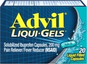 Advil Liqui-Gels Pain Reliever und Fever Reducer, Schmerzmedizin für Erwachsene mit Ibuprofen 200mg für Kopfschmerzen, Rückenschmerzen, Menstruationsschmerzen und Gelenkschmerzen Relief - 20 flüssige gefüllte Kapseln