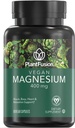 PlantFusion Vegan Magnesium 400 mg Nahrungsergänzungsmittel, Muskel, Knochen, Herz und Entspannung Unterstützung, 90 Vegan Kapseln