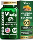 Wildcrafted Irish Sea Moss Capsules mit Burdock Root & Bladderwrack - USA Made Sea Moss Advanced for Hair, Skin, Immune & Energy Levels Support - SeaMoss Pills - 60 Vegan Capsules