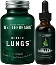 Betterbrand Better Lungs Health Pack - Bessere Lungs Kapseln & Mullein Blatt Tinktur Tropfen | Complete Respiratory Health Supplement | Pack - 30 Tage Versorgung