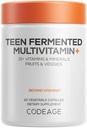 Codeage Teen Multivitamin Supplement – Tägliche Vitamine und Mineralstoffe für Teen Boys und Girls – Organische Ganze Lebensmittelformel mit Omega-3 und Vitaminen A bis K - 60 Kapseln