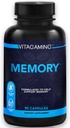Memory Brain Supplement w/Vitamins – Psychische Klarheit, Gedächtnis, Fokus & Konzentration. Klinisch getestet Nootropic Inklusive Bacopa, Phosphatidylserine, Rhodiola Rosea, Ashwagandha 90 Kapseln