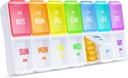 ZIKEE Regenbogen Weekly Pill Organizer 2 Mal pro Tag für einfaches Tracking, AM PM Pillen Fall, Große 7 Tage Pillen Box zweimal pro Tag, BPA-freie Medikamentenorganisator für Pillen, Vitamine, Fischöle, Nahrungsergänzungen