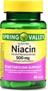 Spring Valley Flush-free Niacin 500 mg Stoffwechselunterstützung, 60 Kapseln (Pack von 2)
