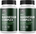 BioSchwartz Magnesium Complex Supplement (2 Pack) 350mg Magnesium Glycinat Citrat Malat und Taurat Pro Servieren für gesunde Nerven Muskeln Herz Schlafunterstützung (Vegan, Glutenfrei, Non-GMO)