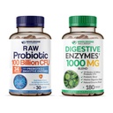 Ganzsome Wellness Bio Probiotics 100 Billion CFU + Verdauungsenzyme 1000mg mit Präbiotics Bundle