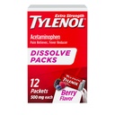 Tylenol Extra Strength Dissolve Packs, 500 mg Acetaminophen Pain Reliever & Fever Reducer, On-The-Go Powder Packets für Minor Aches & Pains, Ibuprofen- & Aspirin-Free, Berry Flavor, 12 ct