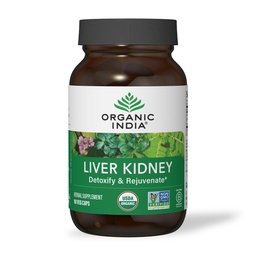 ORGANIC INDIA Liver Kidney Herbal Supplement - Entgiften und verjüngen, unterstützt gesunde Leber- und Nierenfunktion, vegan, glutenfrei, koscher, USDA-zertifiziert Bio, Nicht-GVO - 90 Kapseln