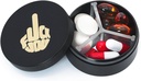 Small Pill Case 3 Komponenten, Metall Runde Tragbare Pille Box, Wasserdichte Reise Pille Organizer, Pocket Purse Medizin Vitamin Holder EDC Container (Schwarz mit Finger)