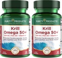 Reinheit Produkte Krill Omega 50 (Krill + Fischöl Mischung 1000mg + Astaxanthin 500mcg + Phospholipide 200mg + Vitamin D 500 IU) - 60 Mini Softgels (Pack von 2)