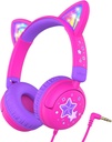 iClever Kinder Kopfhörer Cat Ear, LED Light Up, 85dBA Safe Volume, Stereo Sound Kleinkind Kopfhörer für Reiseschule, faltbar 3.5mm verkabelt Kinder Kopfhörer für iPad Tablets, Meow Lollipop-Hot Pink