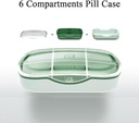 Travel Pill Organizer Box, 6 Compartment Weekly Medicine Case Reminder for Purse Pocket, Daily Pharmacy Container, Medication Holder Dispenser für Fish Oil, Vitamin, Cod Liver Oil, Supplement