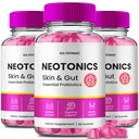 Neotonics Skin and Gut Gummies, Neotonics Skin & Gut Health, Neotonics Gummies Glow Up Skin Supplement Neotonics Clear Skin Supplement - Skin Gummies für glatte Haut Probiotic Gummies Bewertungen (3 Pack)