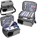 Double Layers Medizin Tasche mit insulated Compartment Pill Bottle Organizer mit abschließbarem Reißverschluss,Travel Medicine Organizer mit weichen Schulterriemen für Pillen Flaschen, medizinische Versorgung