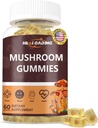 Mushroom Gummies: 10 Funktionsmushrooms in One - Lion's Mane, Reishi, chagaCordyceps & More - Natural Focus & Energy Support- Vegan, Non-GMO-60 Gummis