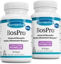 EuroMedica BosPro - Boswellia Serrata Extract Supplement - Nahrungsergänzungsmittel für gesunde Lung-Unterstützung - Kräuterergänzungsformel - 60 Softgels, 2 Packung (120 Softgels)
