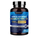 Krill Oil 1200 mg Omega 3 Supplement, Krill Oil Omega 3 mit hoher Absorption EPA, DHA, Astaxanthin & Phospholipide, unterstützt Herz & Gelenke Gesundheit, Kein Fisch Nachgeschmack - 120 Softgels (60 Servietten)
