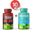 ORZAX Premium Ginseng 120 Vegatable Capsules und Selenium 200 Mg 180 Vegatable Capsules, Bundle