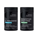 Sportforschung Double Strength L-Theanine Supplement Suntheanine Softgels für Fokus, Relaxation & Alertness mit Kokosnussöl 60 Count und Verdauungsenzyme + Probiotics & Ginger Plant Based 90 Count