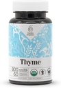 Thyme 60 Kapseln | High-Potency Kapseln, pflanzliche Nahrungsergänzungsmittel | Hergestellt mit Gemüsekapseln und USDA Organic Thyme (Thymus Vulgaris) Getrocknete Blatt (60 Kapseln)